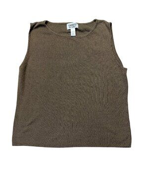 Chicos Design Brown Sleeveless Knit Tank Top Size XL Linen Blend Women